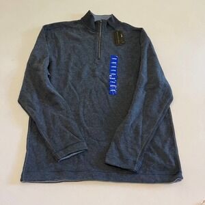 Age of Wisdom Reversible blue quarter zip sweater L